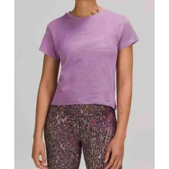 Lululemon Lilac Train To Be Short Sleeve  Camo Shirt - Picture 1 of 4